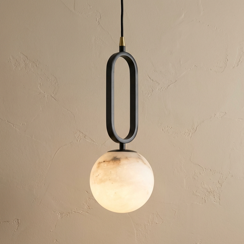 Natural Alabaster Ball Pendant Light - Alabaster Globe Hanging Lamp ...