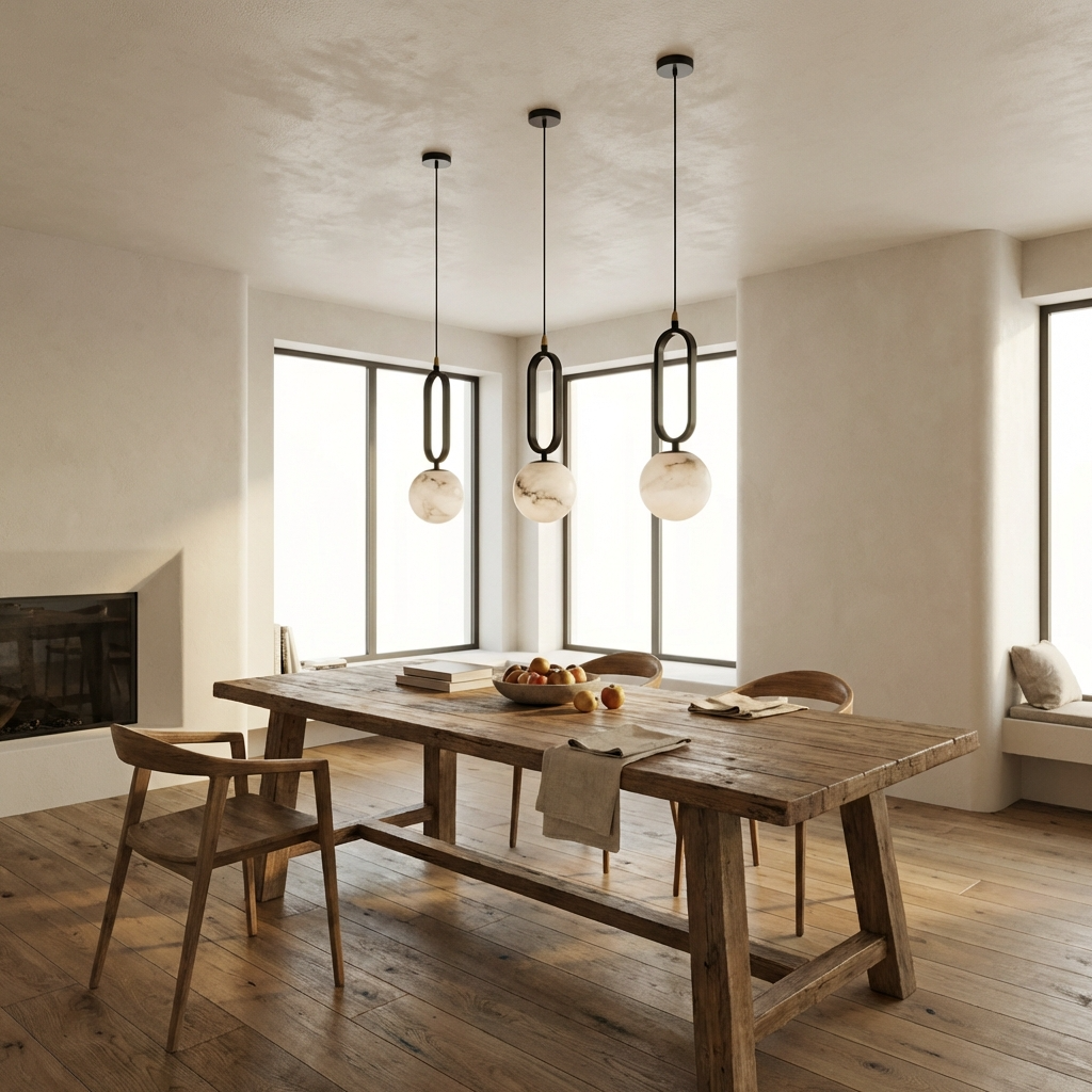Natural Alabaster Ball Pendant Light