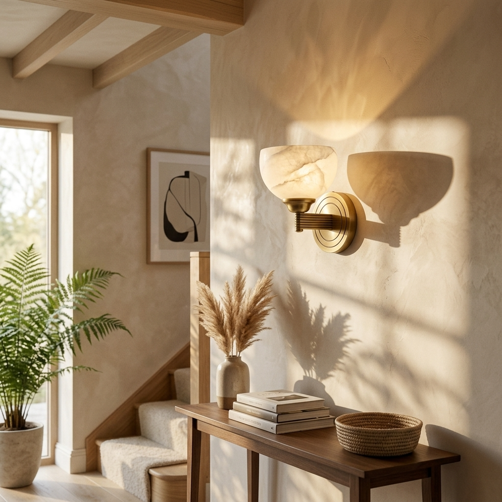 Natural Alabaster Bowl Wall Light