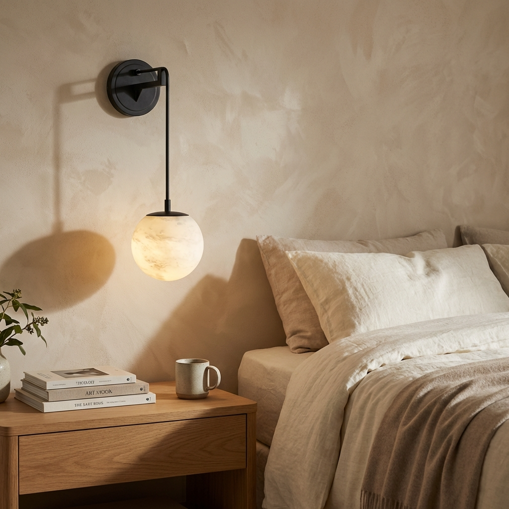 Natural Alabaster Drop Globe Wall Light
