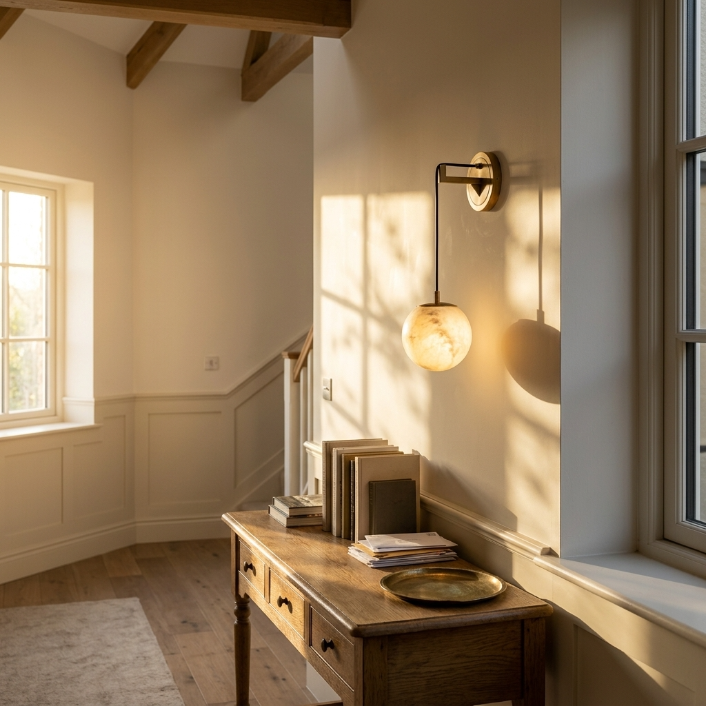 Natural Alabaster Drop Globe Wall Light
