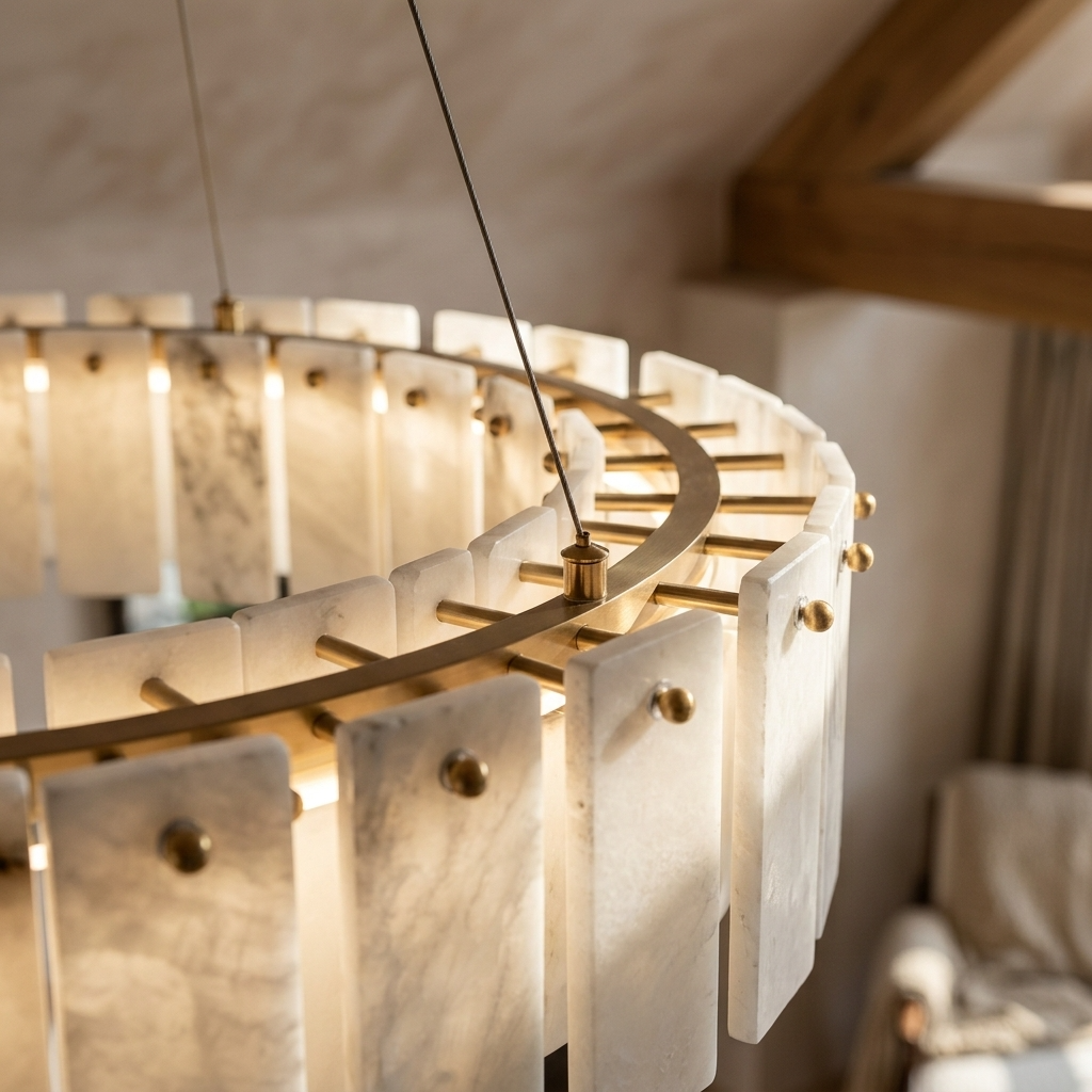Natural Alabaster Halo Chandelier