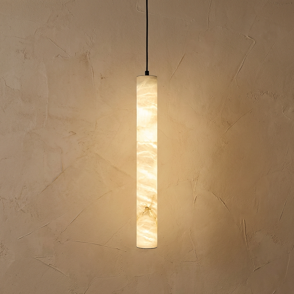 Natural Alabaster Linear Pendant Light - Luxury Alabaster Cylinder ...