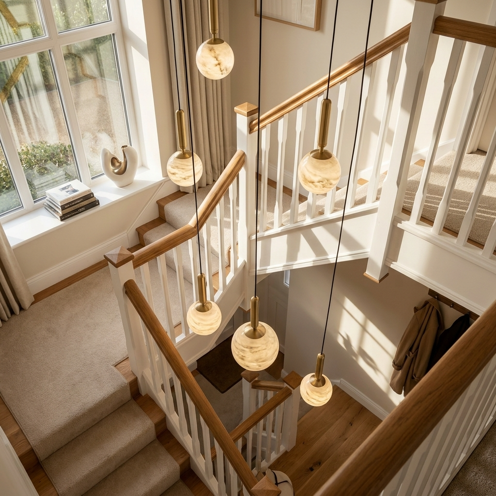 Natural Alabaster Orb Pendant Light