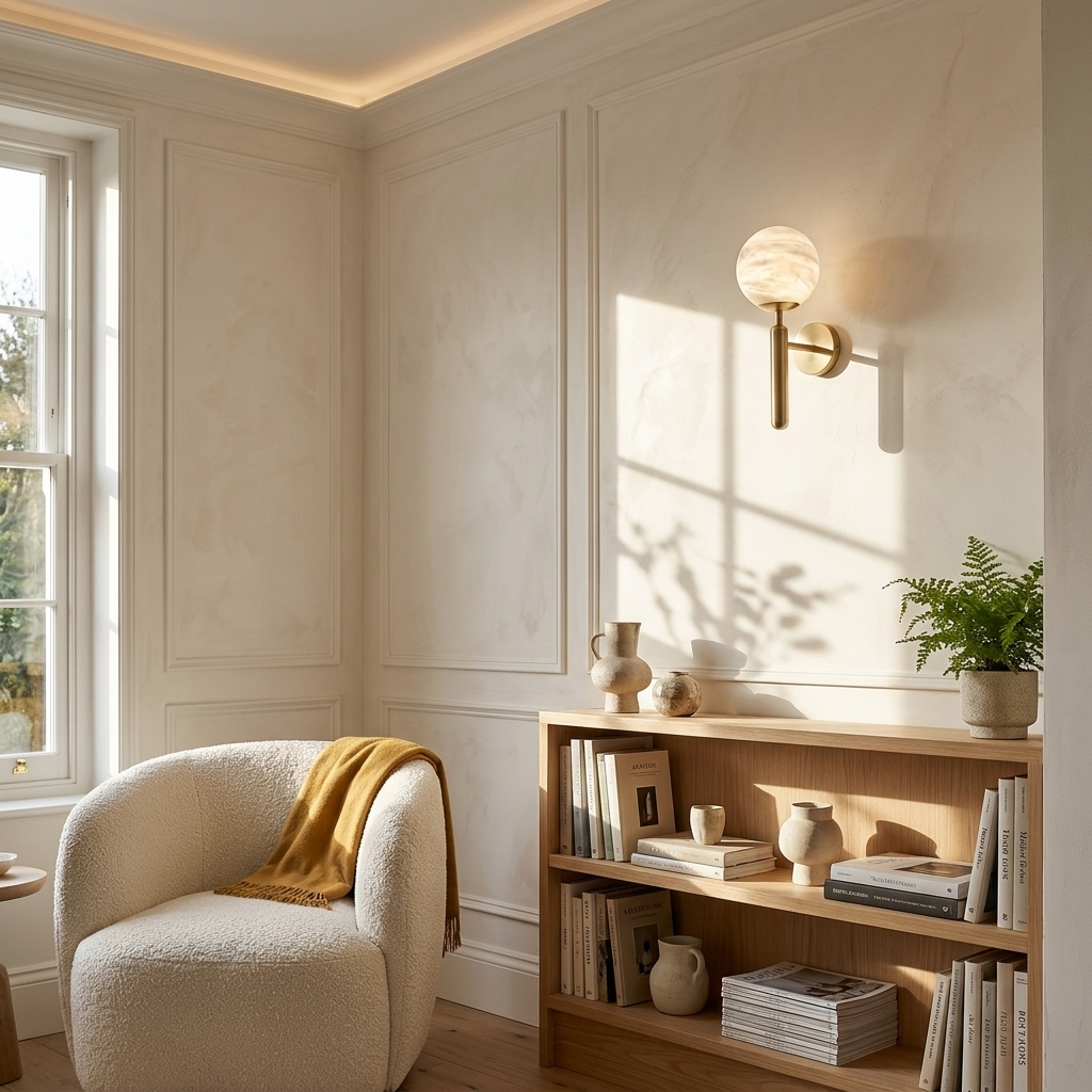 Natural Alabaster Orb Wall Light