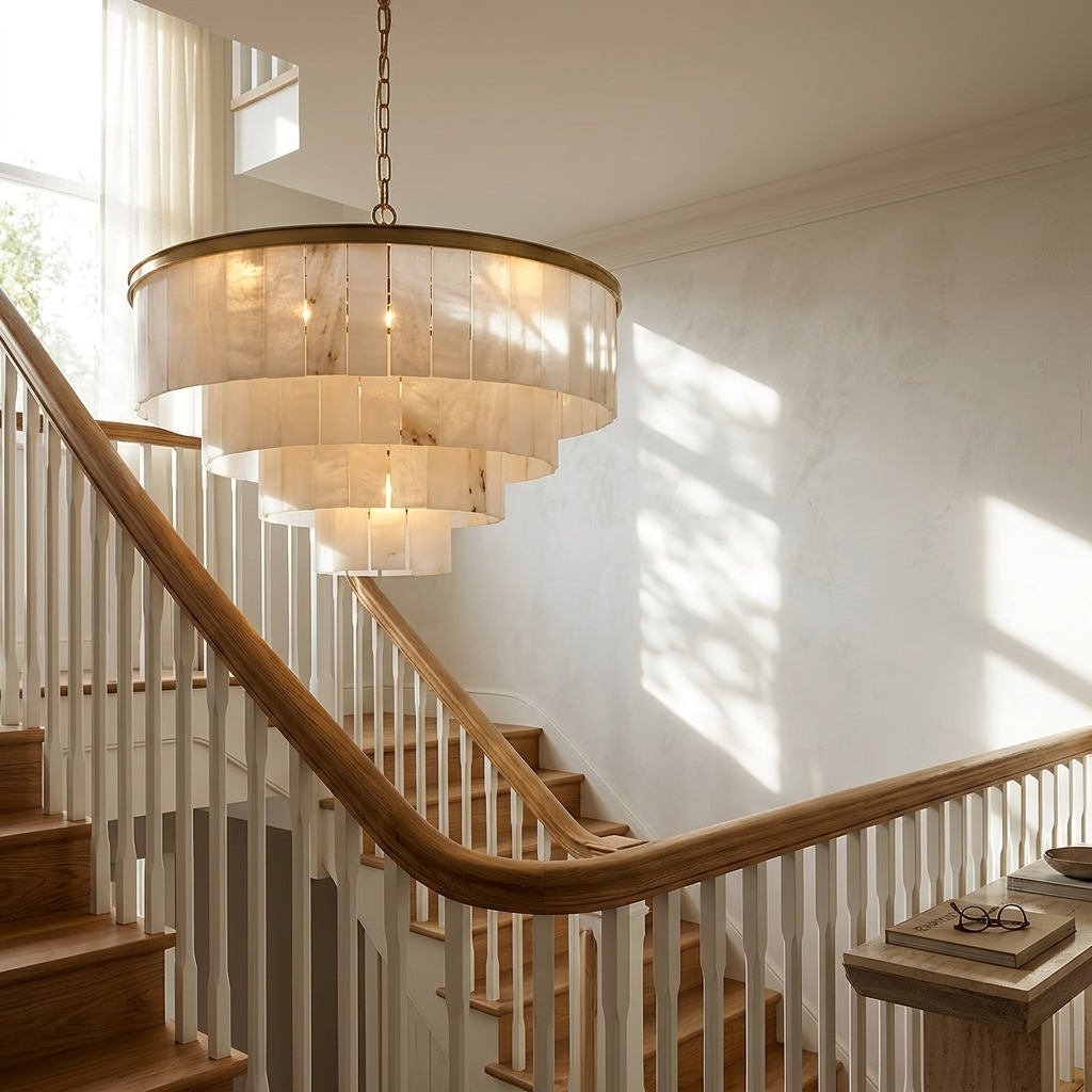 Natural Alabaster Tiered Chandelier