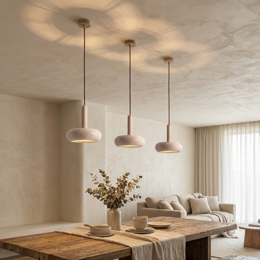 Natural Travertine Stone Dome Pendant Light