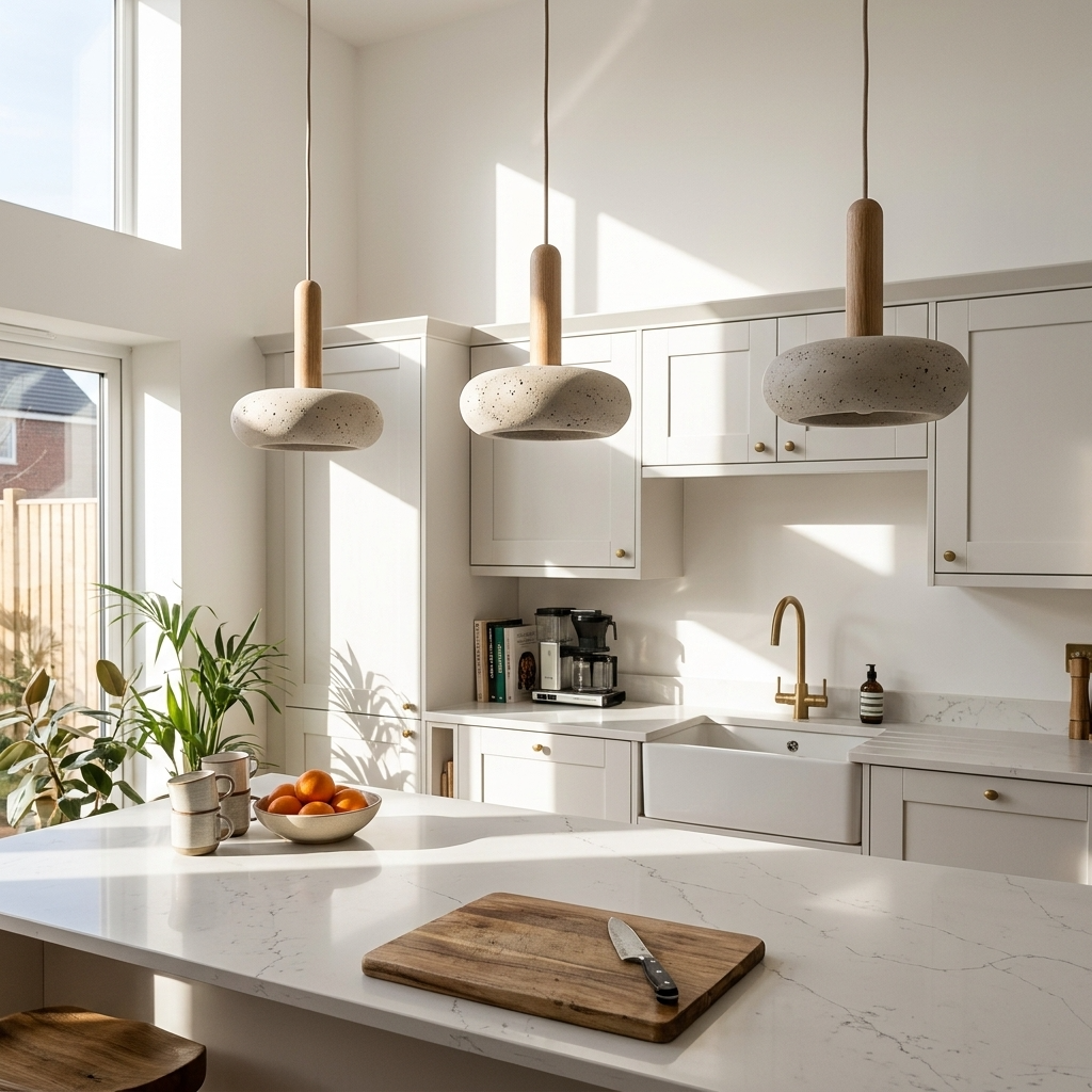 Natural Travertine Stone Dome Pendant Light