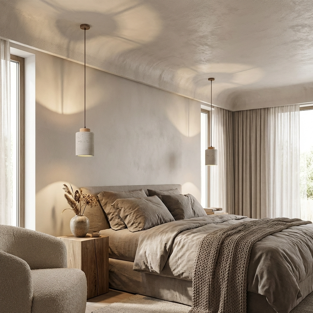 Natural Travertine Stone Drum Pendant Light