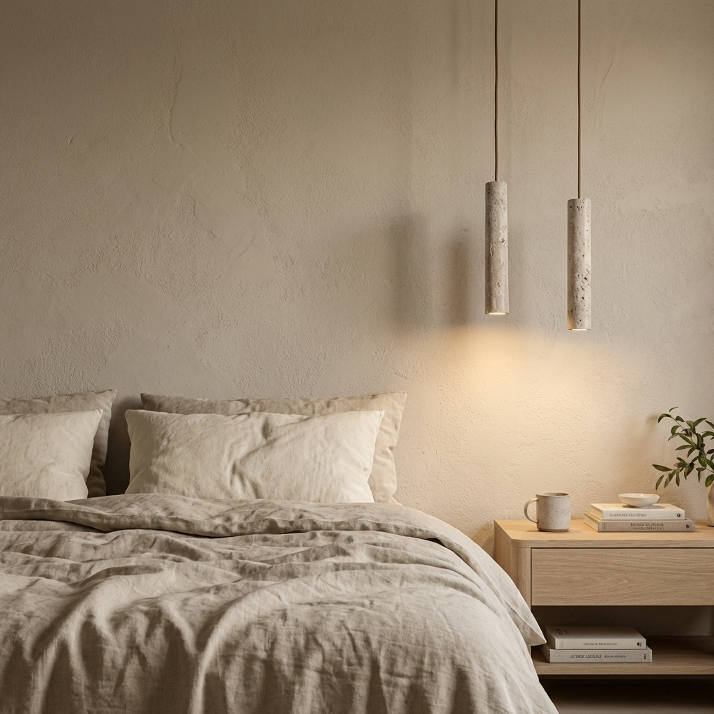 Natural Travertine Stone Linear Slim Pendant Light