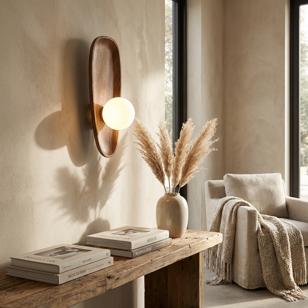 Natural Wood Vintage Wall Light