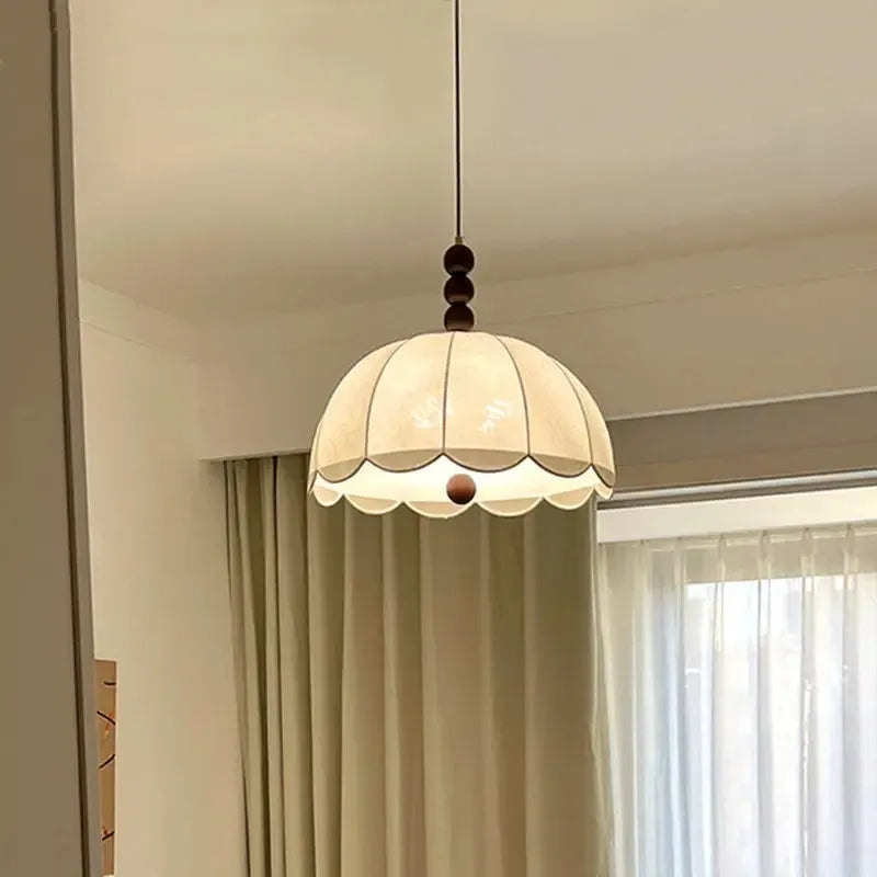 Retro Japandi Fabric Textured Pendant Light