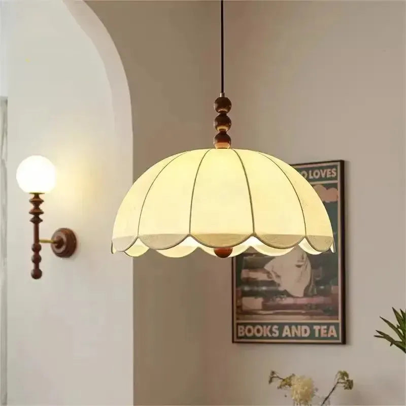 Retro Japandi Fabric Textured Pendant Light