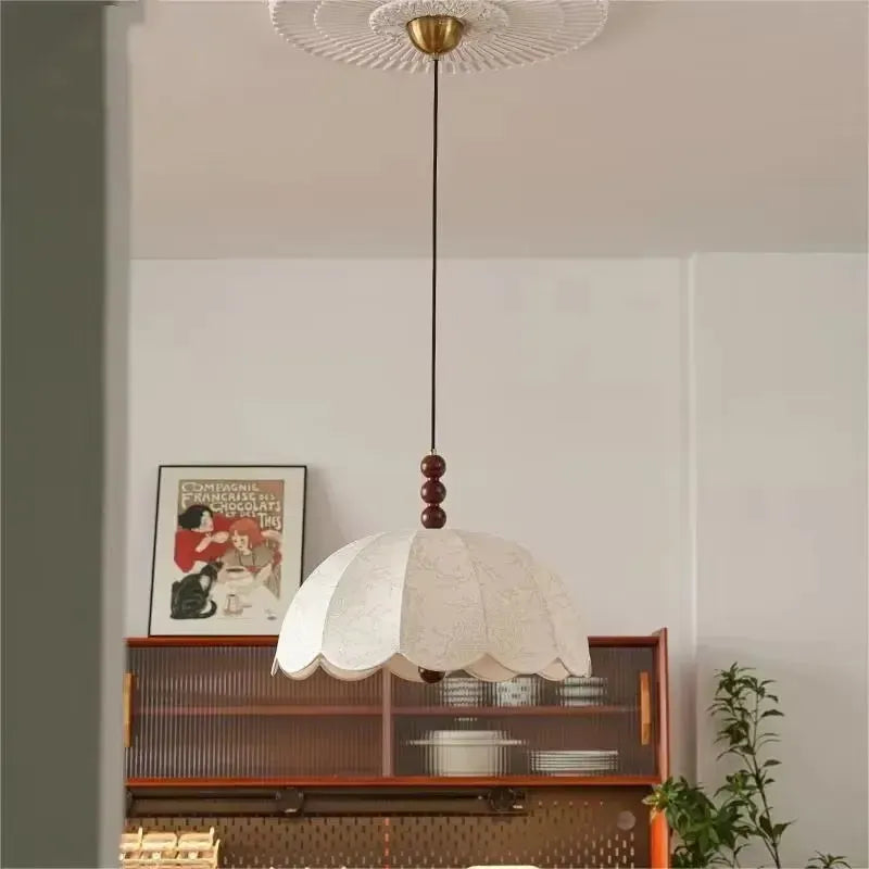 Retro Japandi Fabric Textured Pendant Light