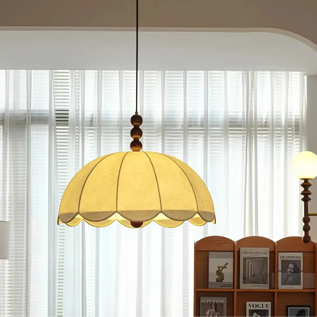 Retro Japandi Fabric Textured Pendant Light