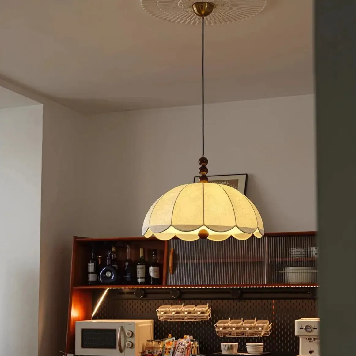 Retro Japandi Fabric Textured Pendant Light
