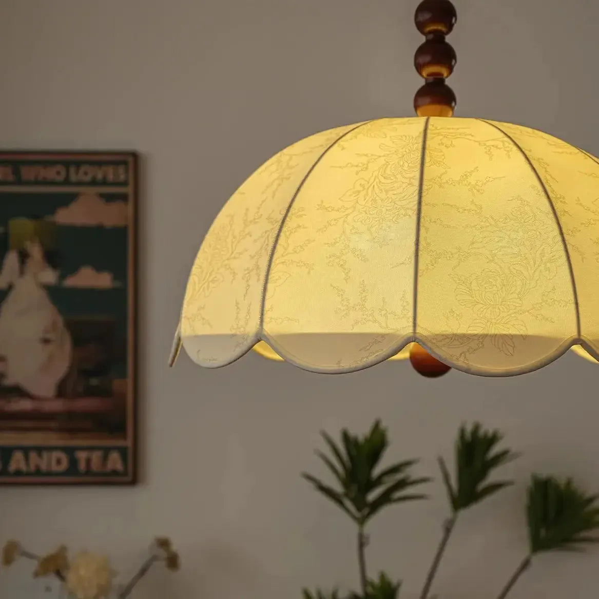 Retro Japandi Fabric Textured Pendant Light