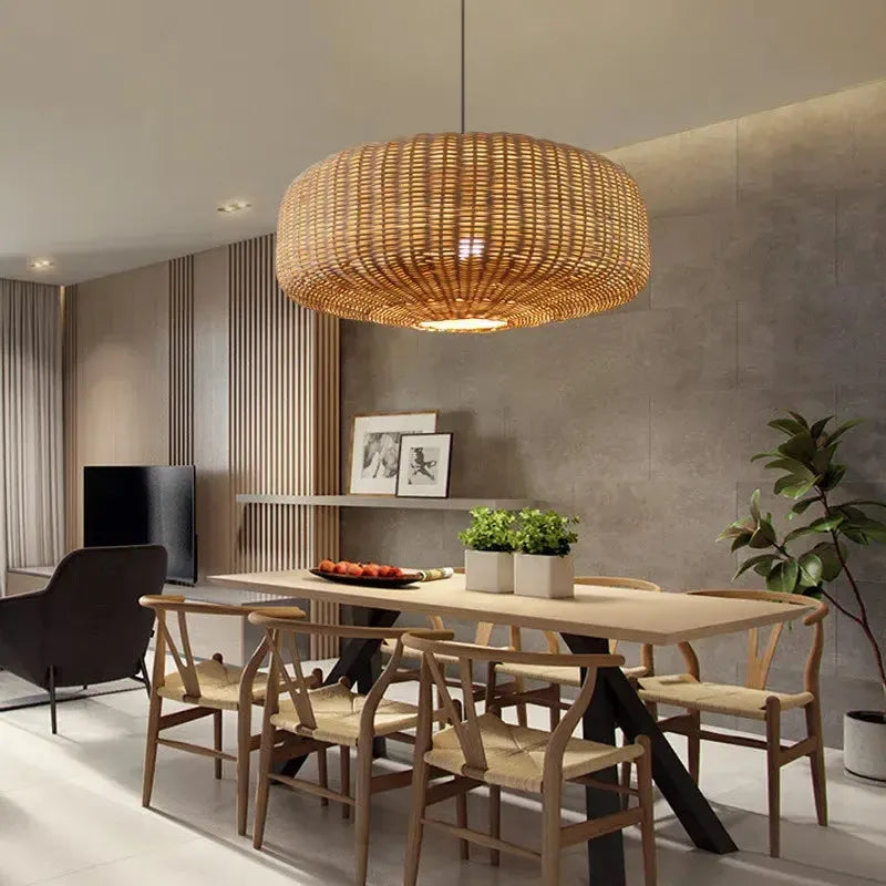 Retro Japanese Style Handmade Rattan Chandelier