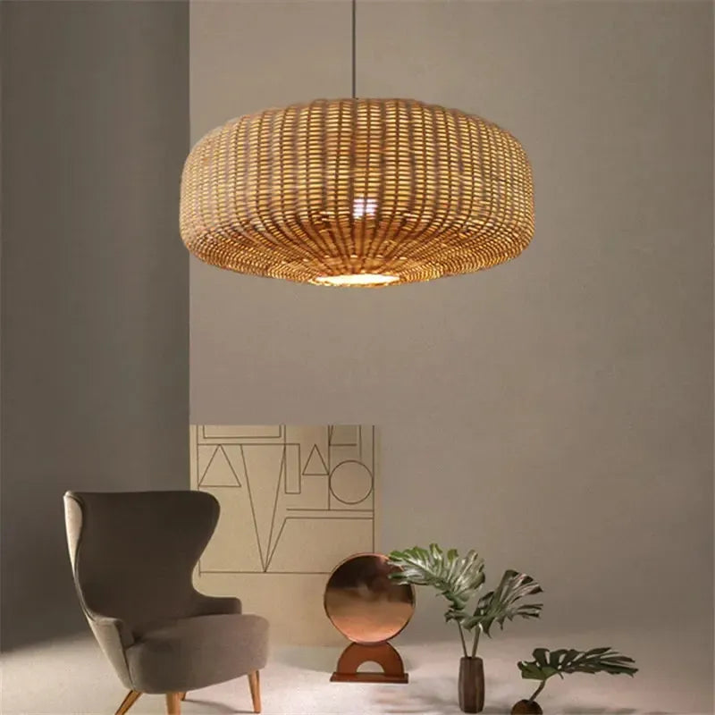 Retro Japanese Style Handmade Rattan Chandelier
