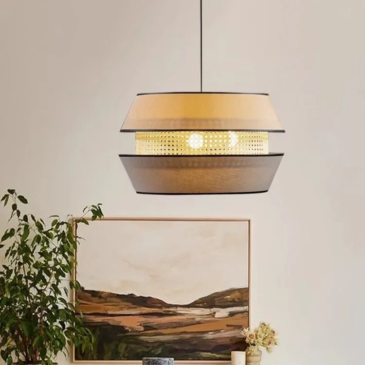 Modern Wabi Sabi Double Layer Fabric Chandelier