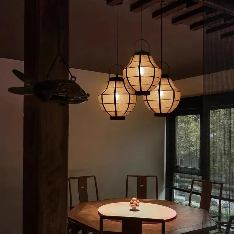 Japanese Wabi Sabi Traditional Ceiling Lantern Light