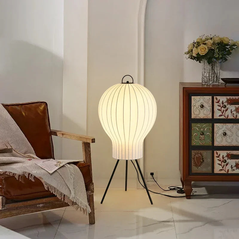 Japanese Wabi Sabi Silk 3 Leg Floor Lamp