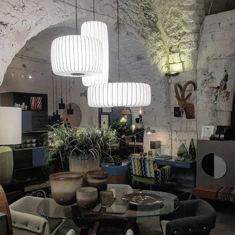 Traditional Wabi Sabi Silk Japanese Chandeliers