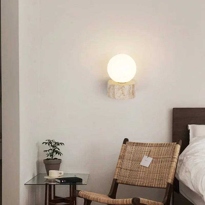 Vintage Natural Stone Ball Wall Lamp