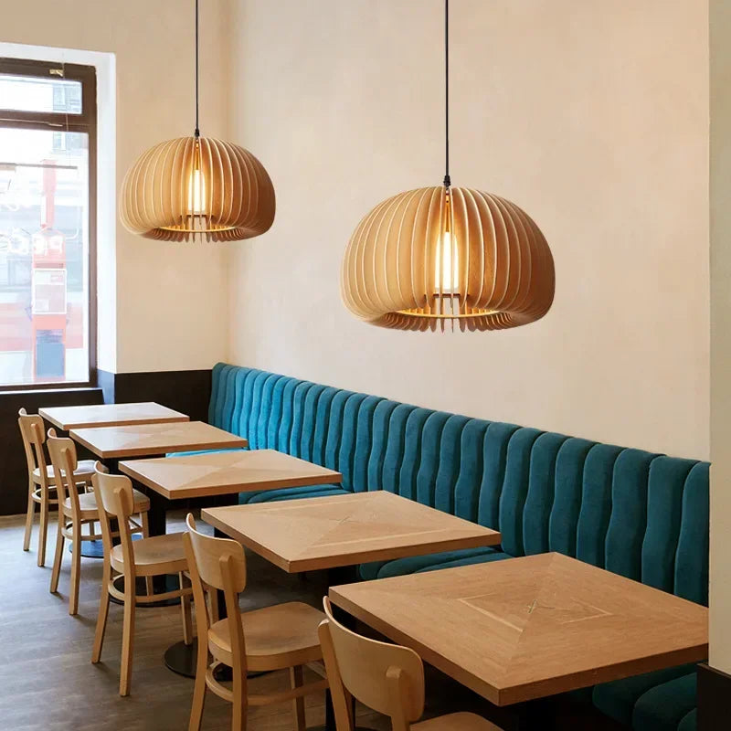 Japanese Wooden Ceiling Pendant Light