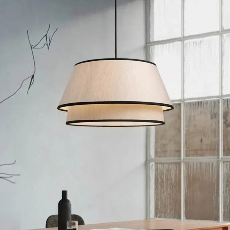 Japanese Traditional Fabric Double Layer Chandelier