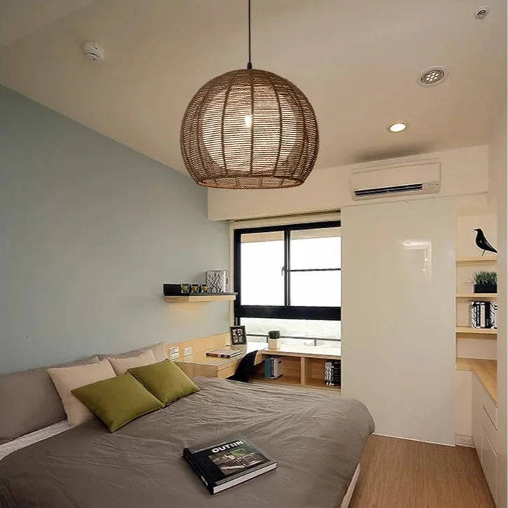 Japanese Wabi Sabi Circular Hemp Rope Ceiling Light