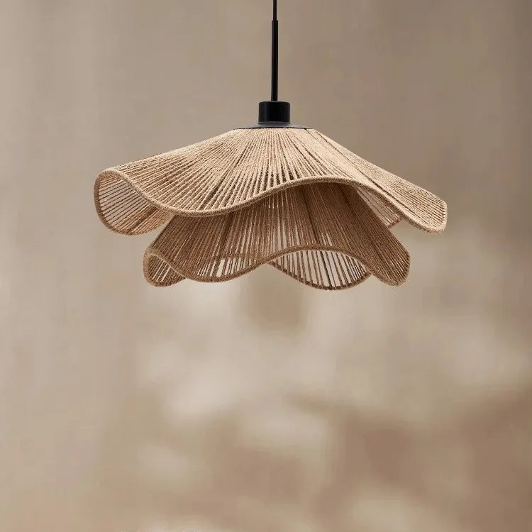 Minimalistic Wabi Sabi Hemp Rope Chandelier