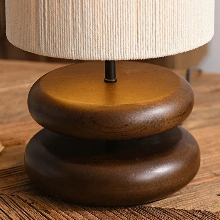 Japanese Walnut Wood Table Lamp