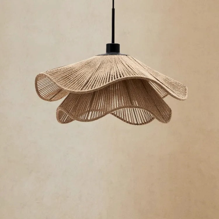Minimalistic Wabi Sabi Hemp Rope Chandelier