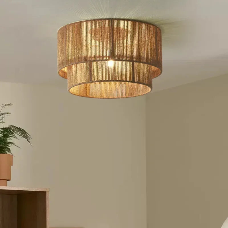 Handmade Rattan Woven Rope Ceiling Lamp