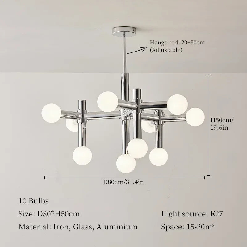 Nordic Chrome Glass Ball Ceiling Light