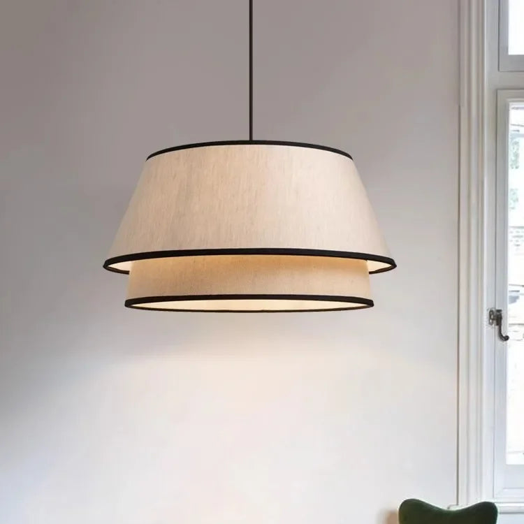 Japanese Traditional Fabric Double Layer Chandelier