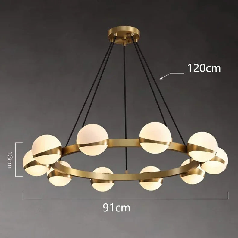 Crystal Ball Gold Chandelier