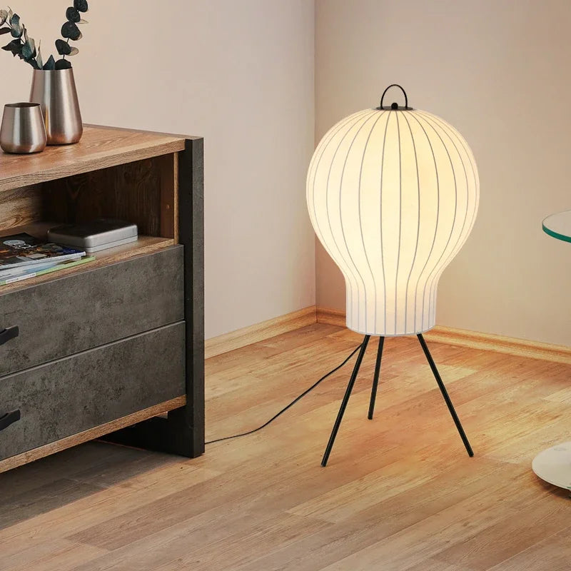Japanese Wabi Sabi Silk 3 Leg Floor Lamp