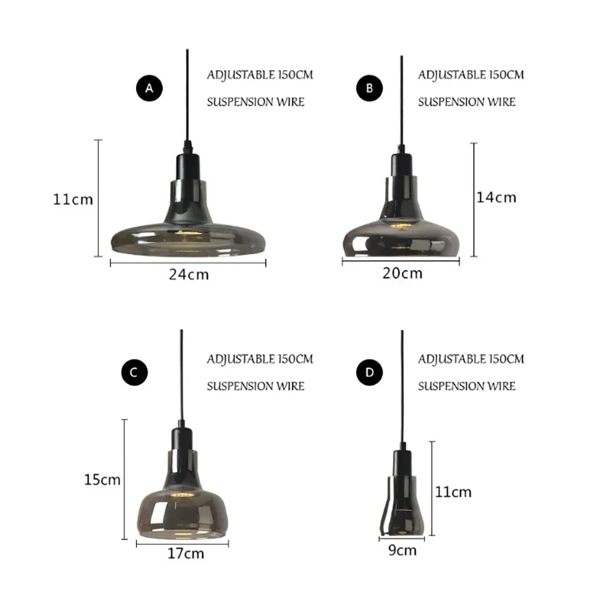Nordic Smoke Grey Glass Pendant Lamp