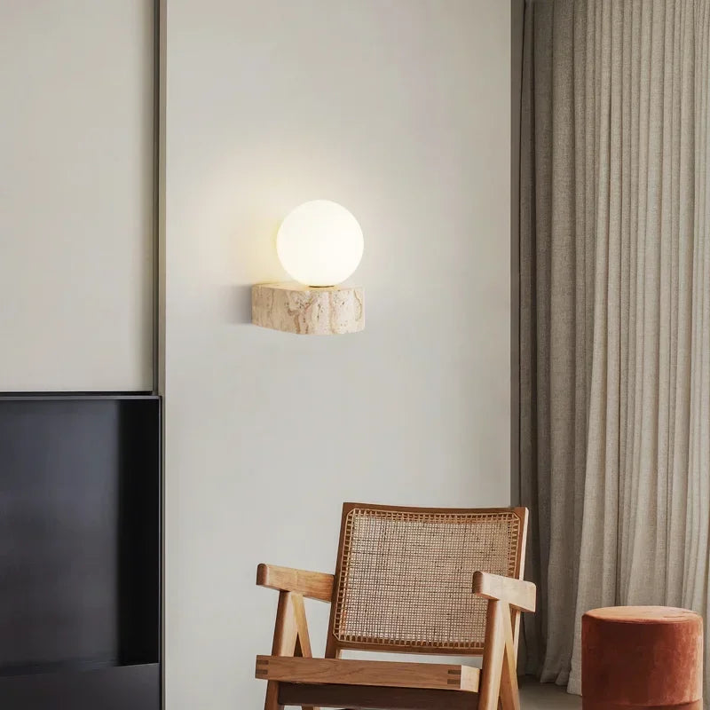 Vintage Natural Stone Ball Wall Lamp