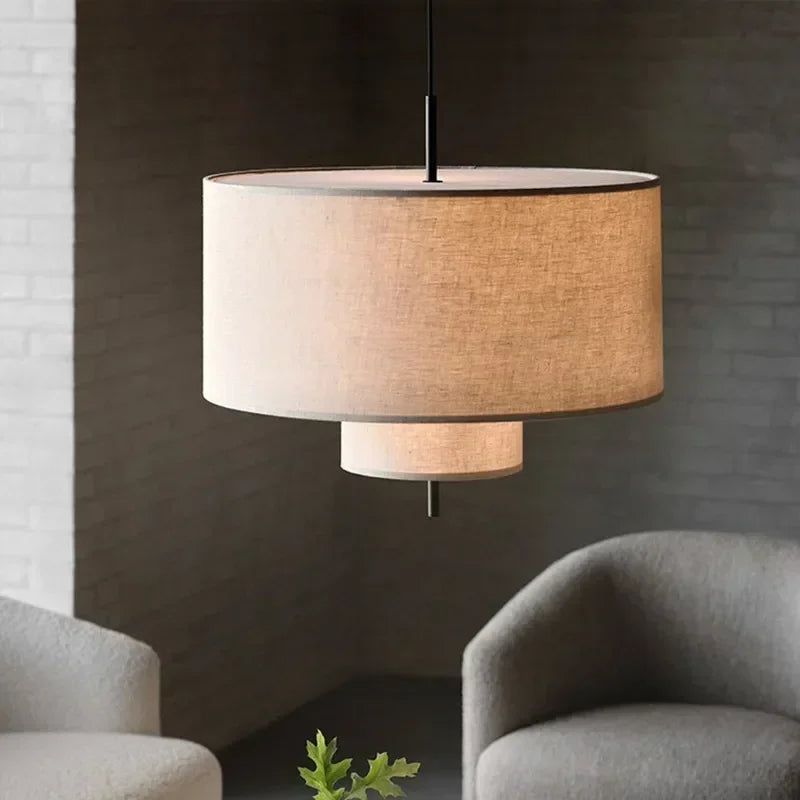 Large Japanese Fabric Wabi Sabi Chandelier