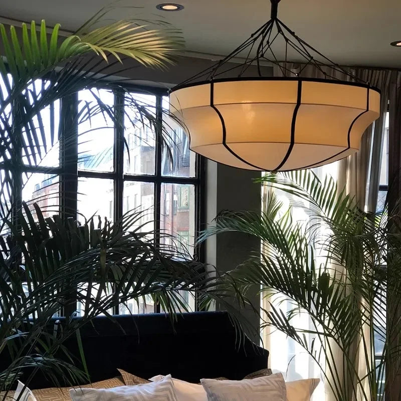 Traditional Japanese Wabi Sabi Fabric Chandelier