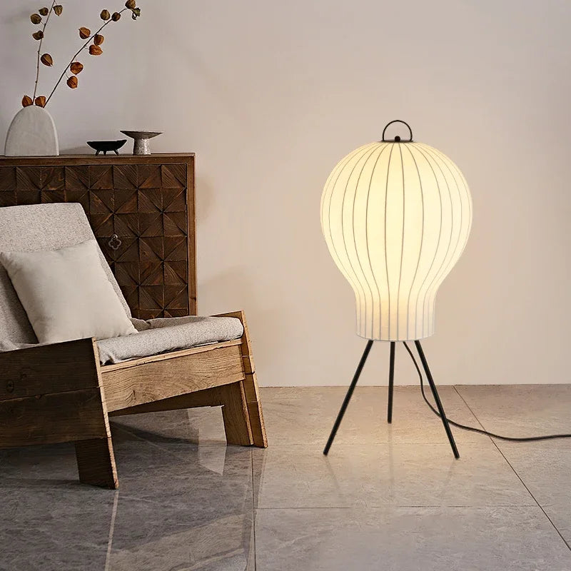 Japanese Wabi Sabi Silk 3 Leg Floor Lamp