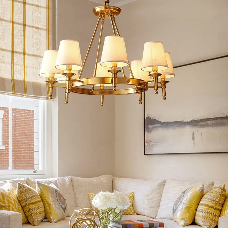 Retro American Gold Chandelier