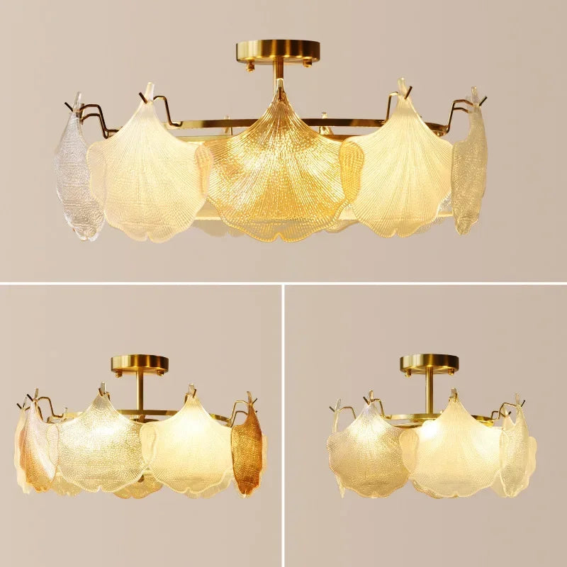 French Glass Shell Creative Chandelier