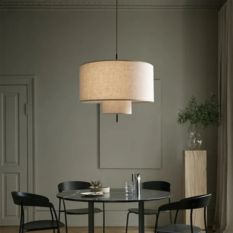 Large Japanese Fabric Wabi Sabi Chandelier