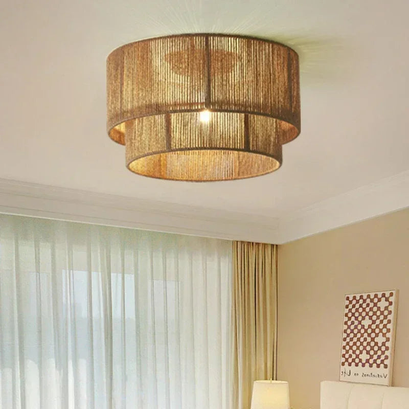 Handmade Rattan Woven Rope Ceiling Lamp