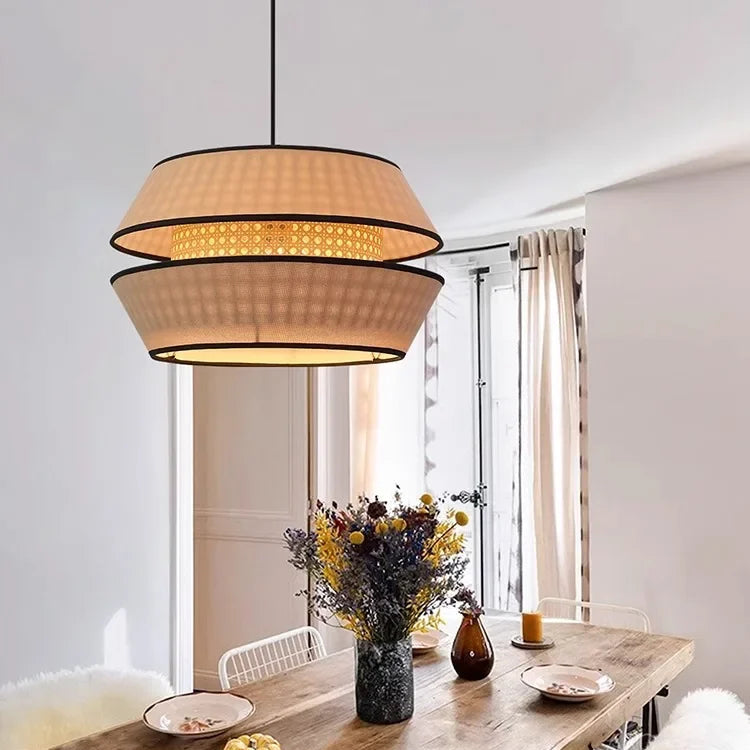 Modern Wabi Sabi Double Layer Fabric Chandelier