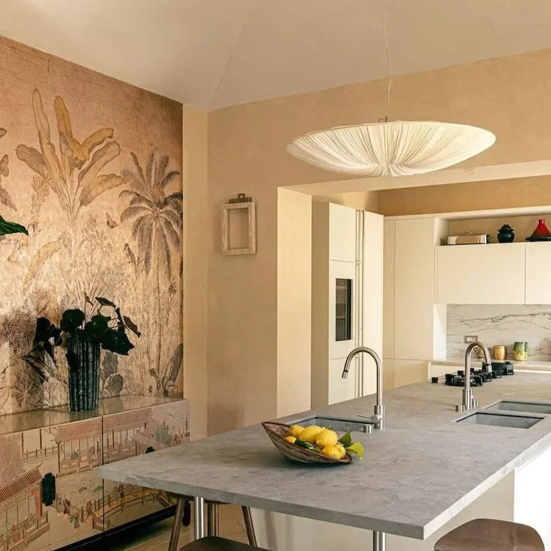 Thin Japanese Wabi Sabi Cloth Pendant Light